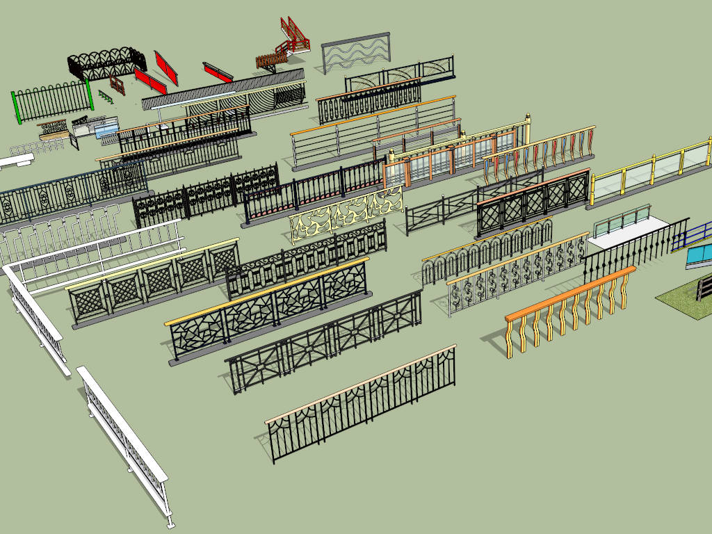 Iron Railing Collection sketchup model preview - SketchupBox