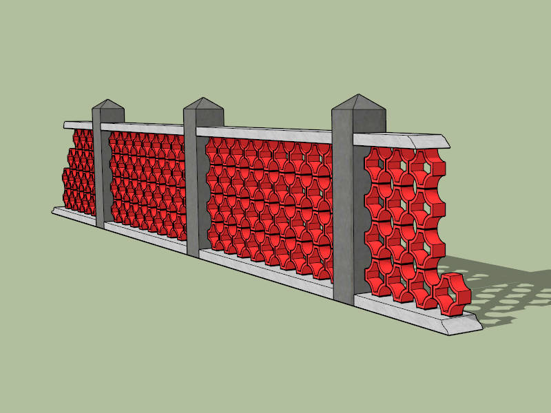 Red Fence sketchup model preview - SketchupBox