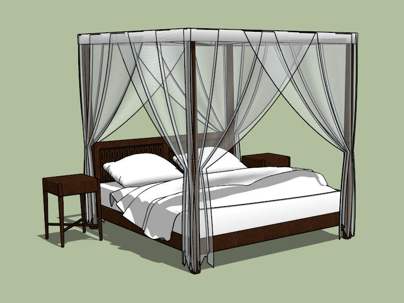 King Size Canopy Bed sketchup model preview - SketchupBox