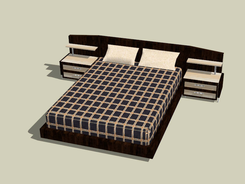 Platform Bed with Headboard sketchup model preview - SketchupBox