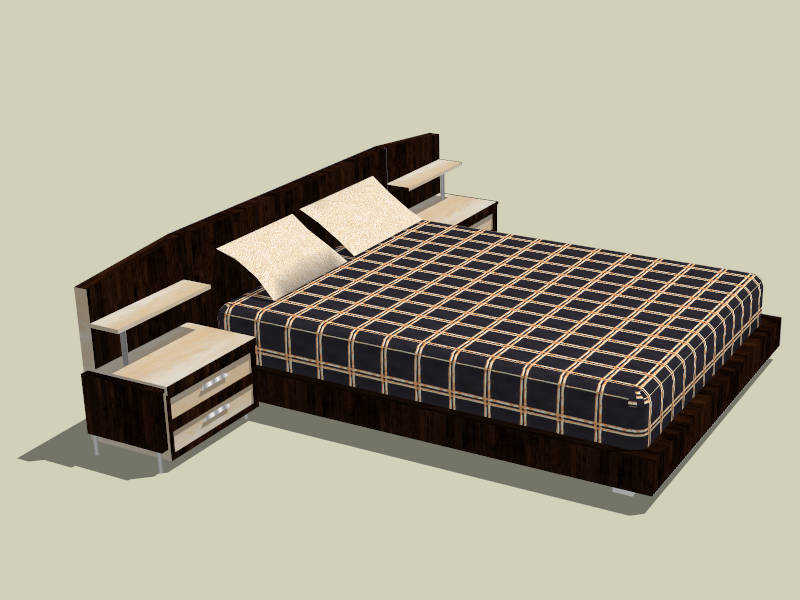 Platform Bed with Headboard sketchup model preview - SketchupBox