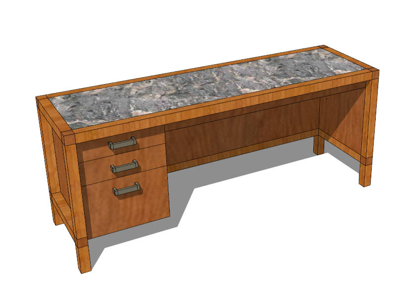 Marble Top Writing Desk sketchup model preview - SketchupBox