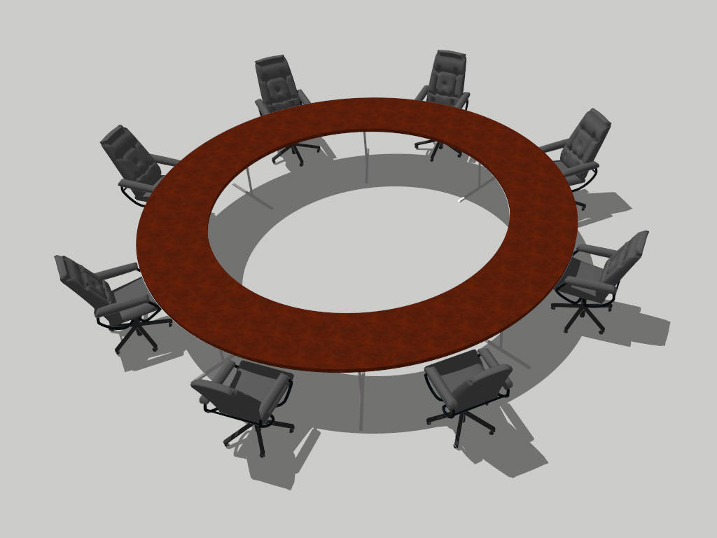 Round Conference Table with Chairs sketchup model preview - SketchupBox
