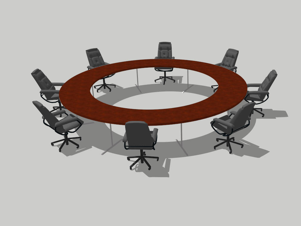 Round Conference Table with Chairs sketchup model preview - SketchupBox