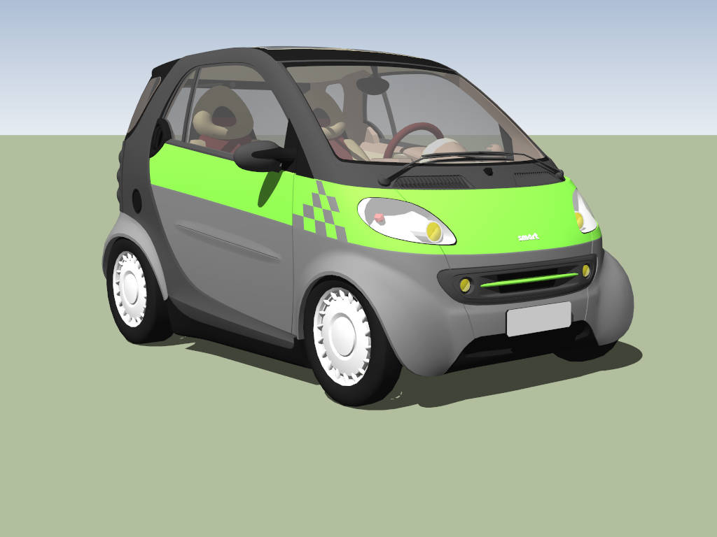 Tiny Smart Car sketchup model preview - SketchupBox