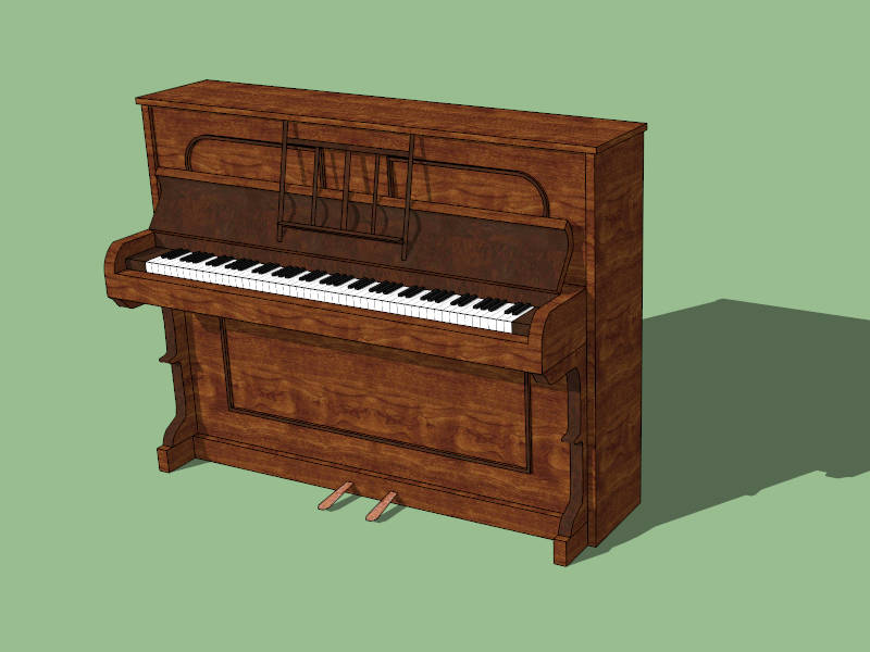 Antique Upright Piano sketchup model preview - SketchupBox