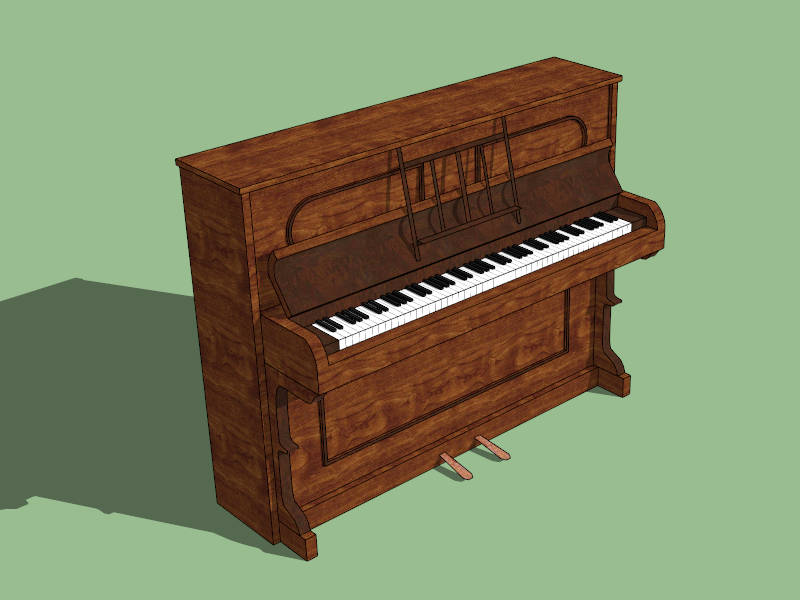 Antique Upright Piano sketchup model preview - SketchupBox