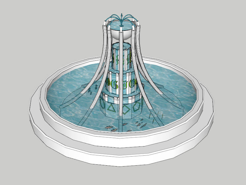 Modern Garden Fountain sketchup model preview - SketchupBox