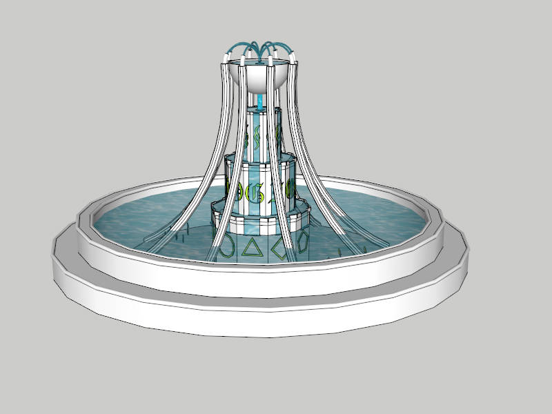 Modern Garden Fountain sketchup model preview - SketchupBox