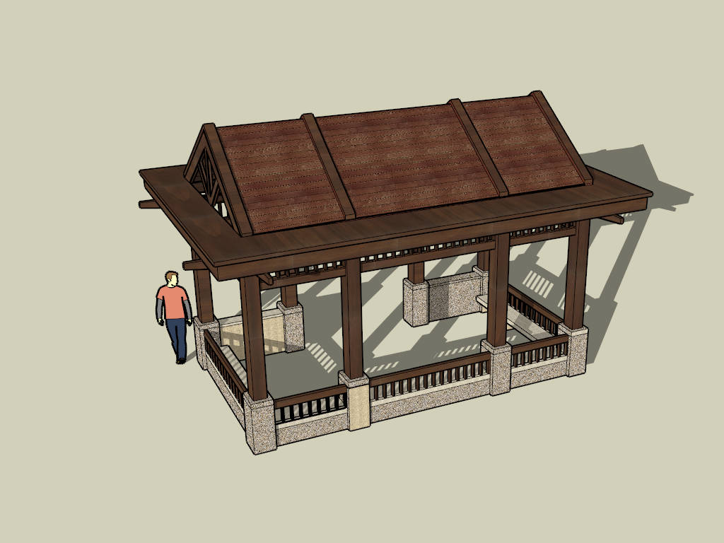 Rustic Wooden Pavilion sketchup model preview - SketchupBox