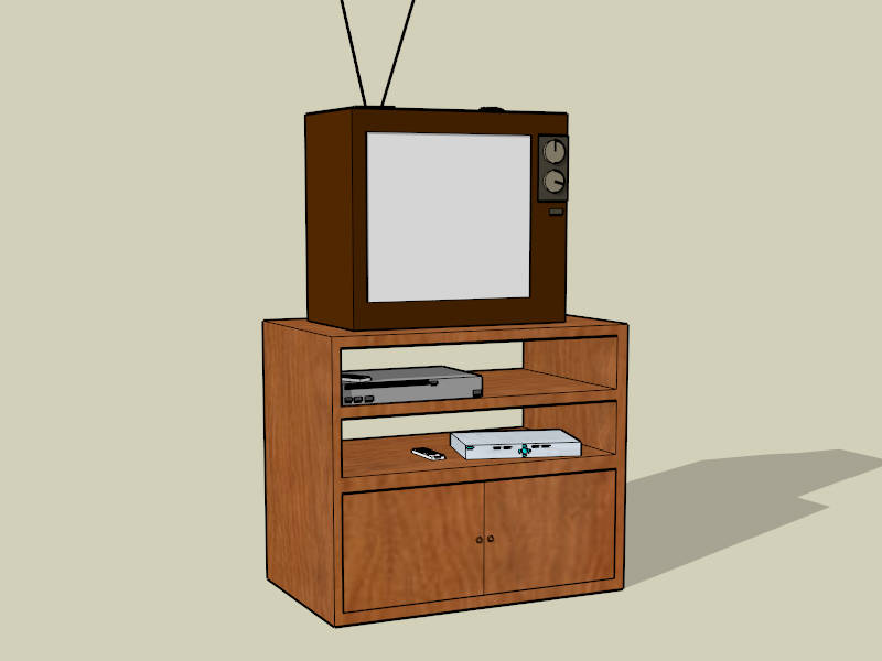 Old TV on Stand sketchup model preview - SketchupBox