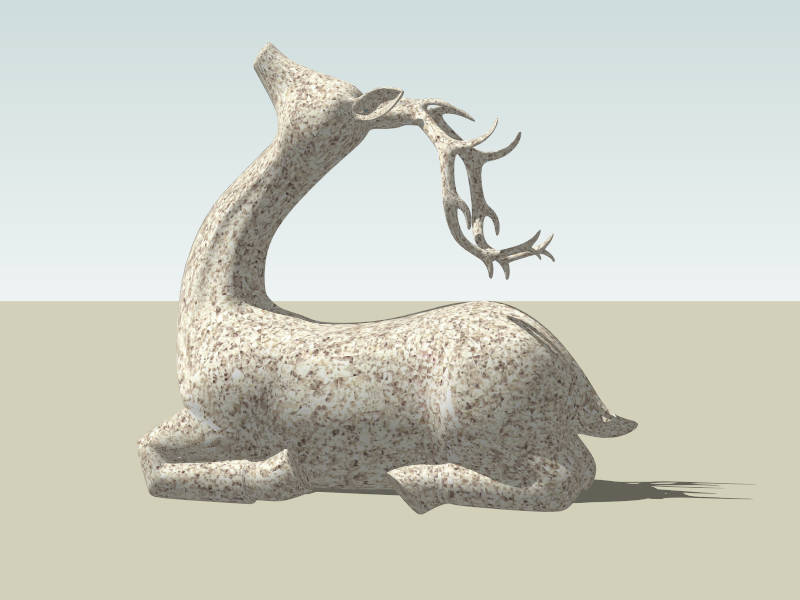 Stone Sitting Stag Garden Statue sketchup model preview - SketchupBox