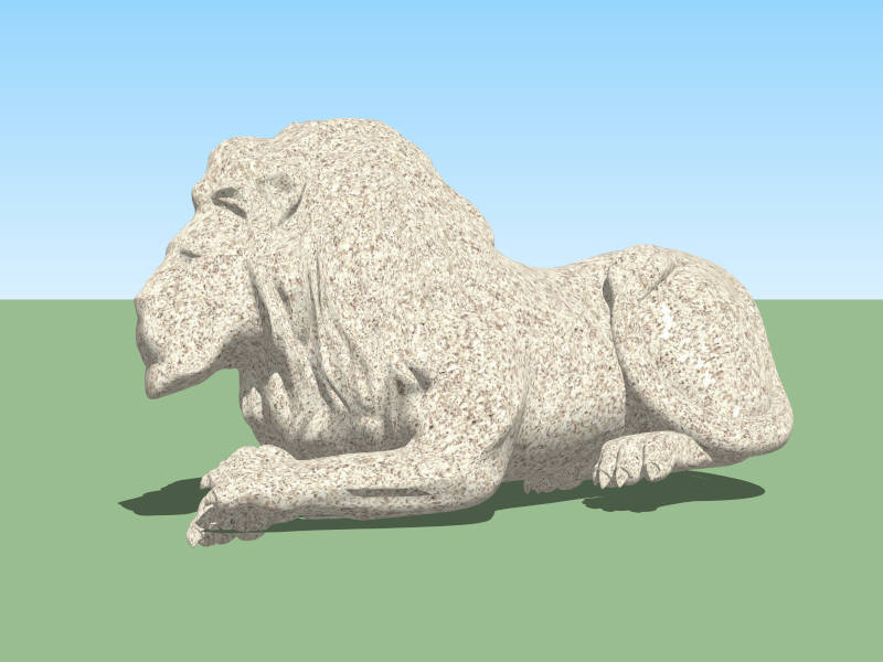 Stone Laying Lion Garden Sculpture sketchup model preview - SketchupBox