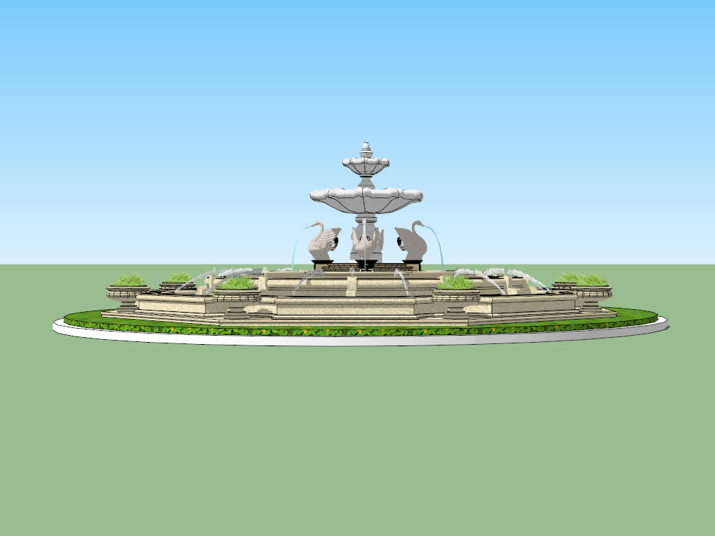 Large Fountain Water Feature sketchup model preview - SketchupBox