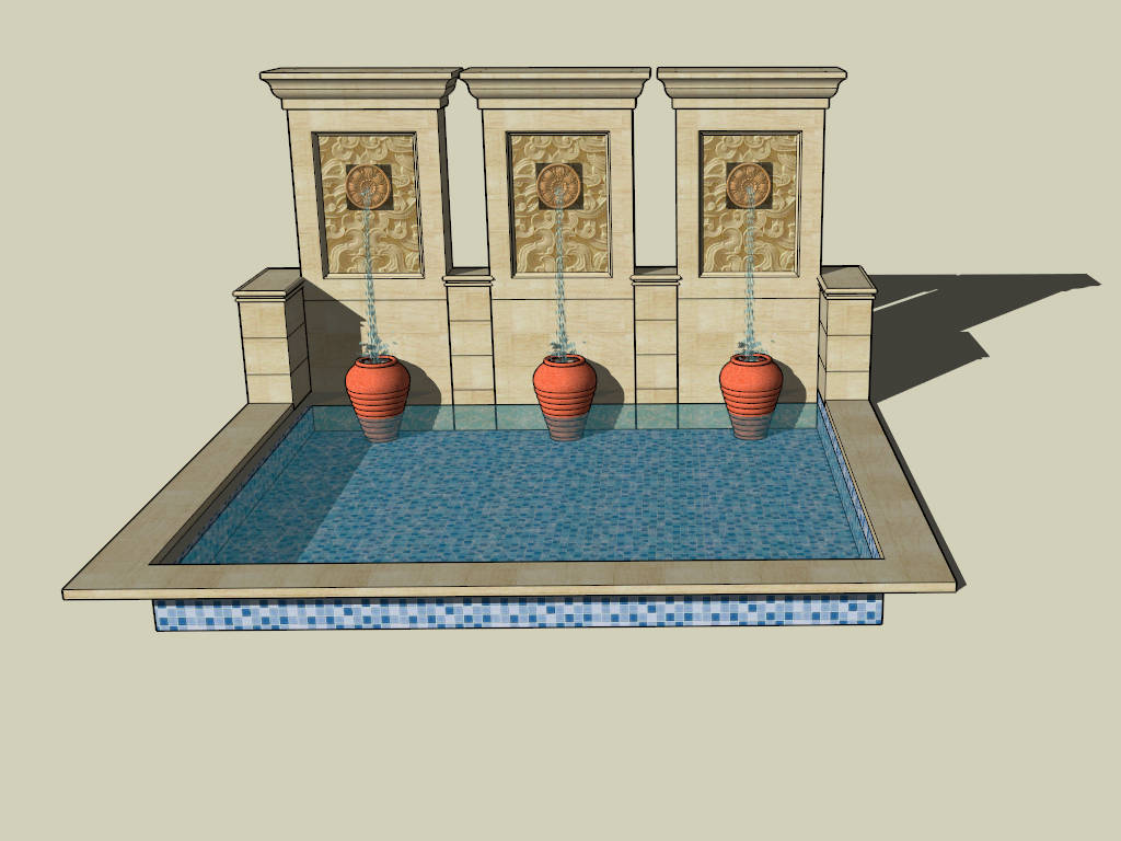 Wall Fountain Pond Idea sketchup model preview - SketchupBox