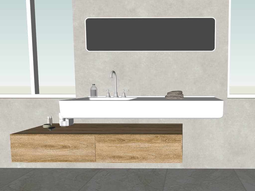 Narrow Bathroom Design sketchup model preview - SketchupBox