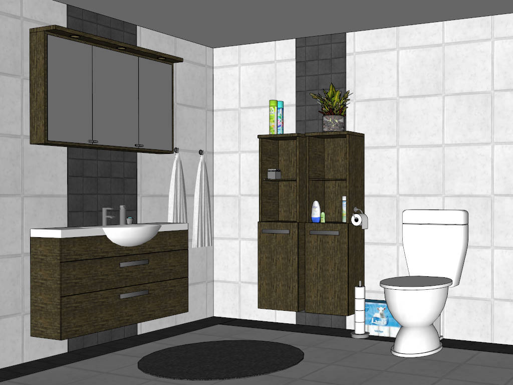 Corner Bathroom Design sketchup model preview - SketchupBox