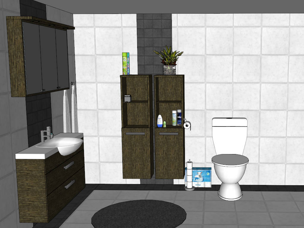Corner Bathroom Design sketchup model preview - SketchupBox