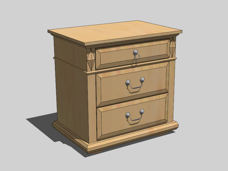 Wooden Bedside Cabinet sketchup model preview - SketchupBox