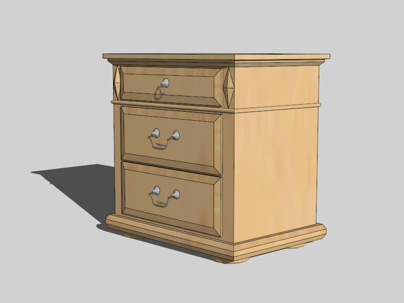 Wooden Bedside Cabinet sketchup model preview - SketchupBox