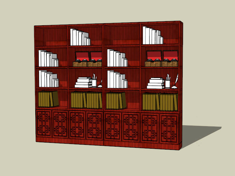 Antique Red Bookcase sketchup model preview - SketchupBox