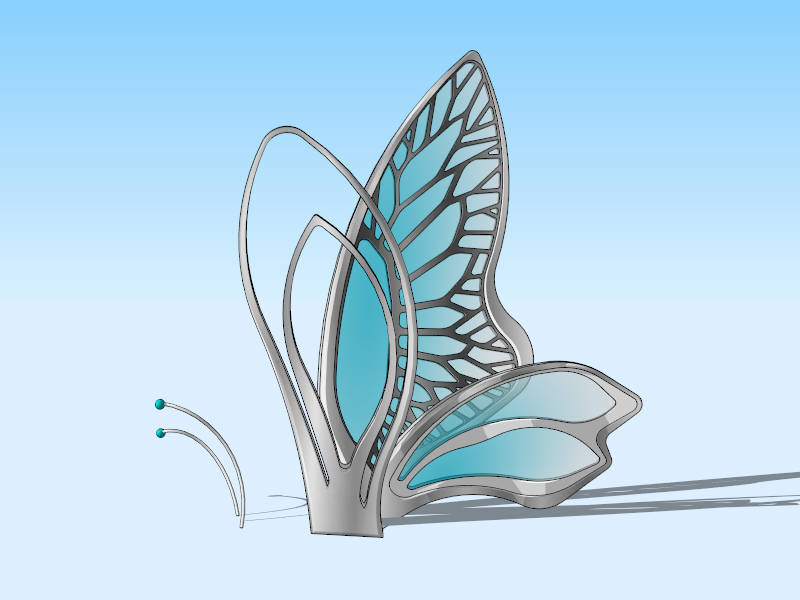 Butterfly Sculptural Garden Ornament sketchup model preview - SketchupBox