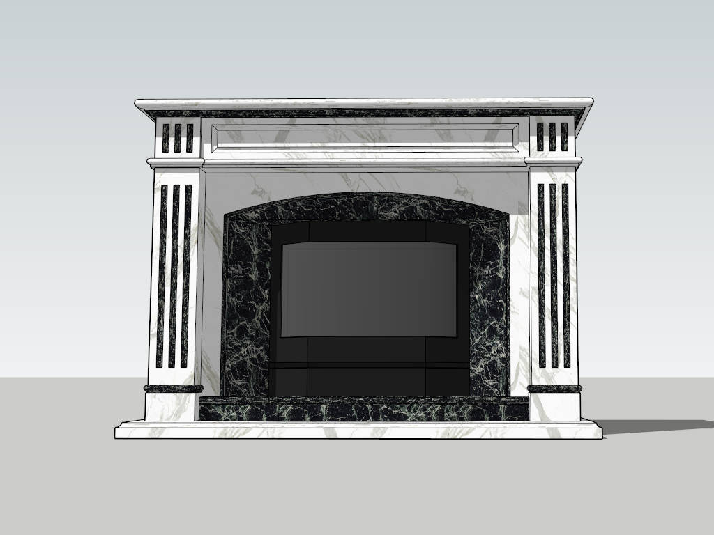 White Marble Fireplace Idea sketchup model preview - SketchupBox