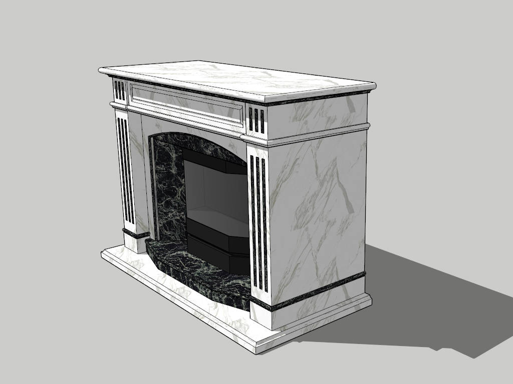 White Marble Fireplace Idea sketchup model preview - SketchupBox