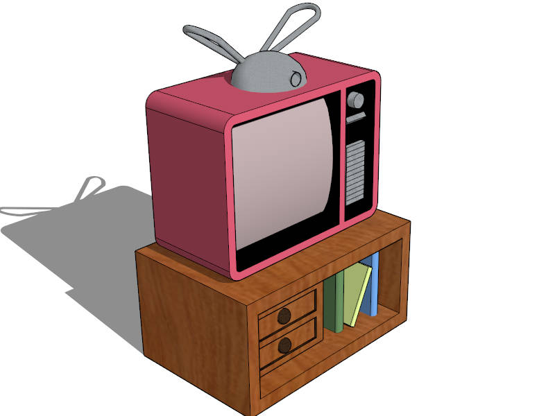 Small TV Stand and Old TV sketchup model preview - SketchupBox