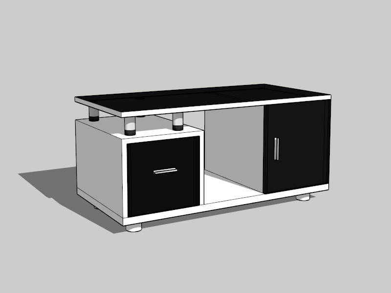 White and Black TV Stand sketchup model preview - SketchupBox