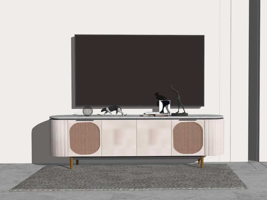 Marble Top Modern Oval TV Stand sketchup model preview - SketchupBox