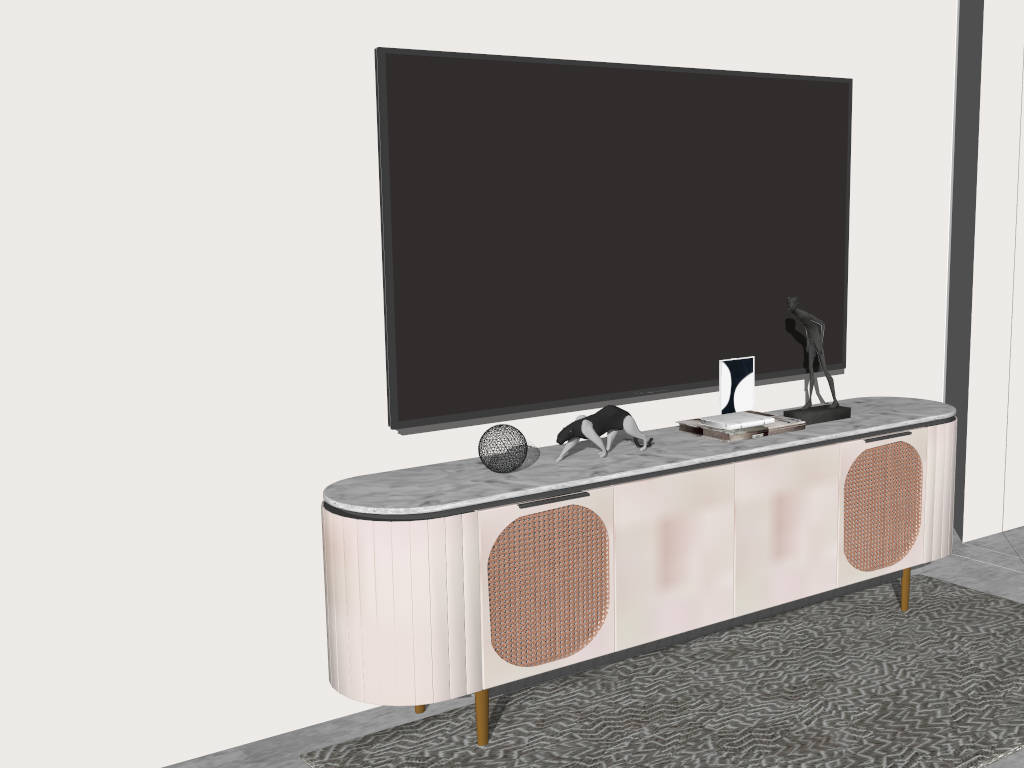 Marble Top Modern Oval TV Stand sketchup model preview - SketchupBox