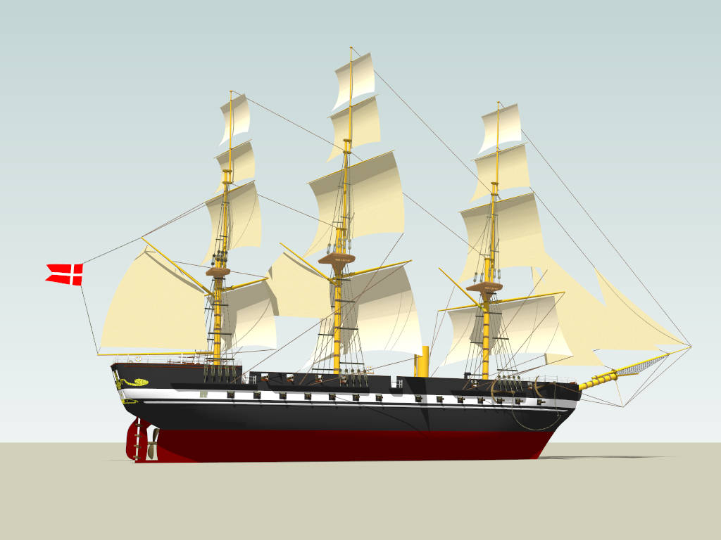 Ancient Danish Warship sketchup model preview - SketchupBox