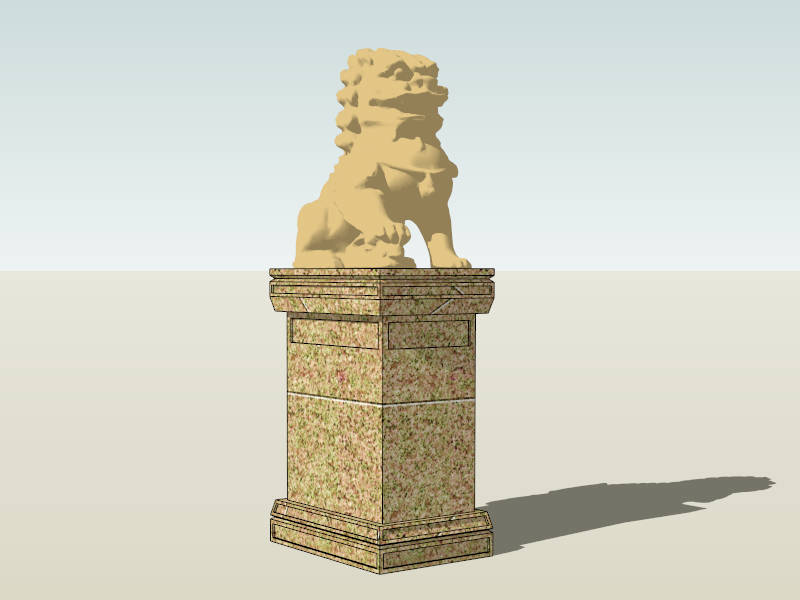 Chinese Stone Lion Sculpture sketchup model preview - SketchupBox