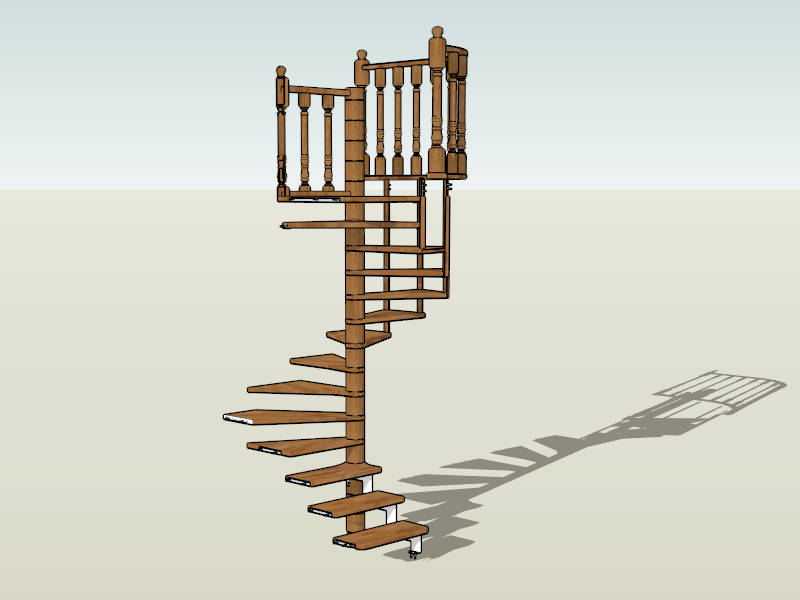 Modern Wood Spiral Staircase sketchup model preview - SketchupBox