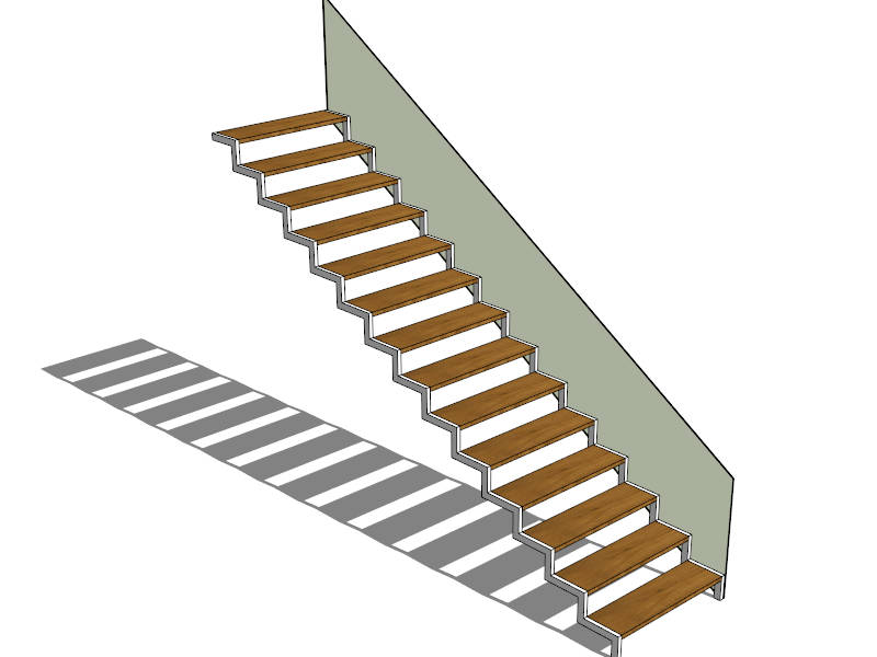Floating Wood Stairs sketchup model preview - SketchupBox