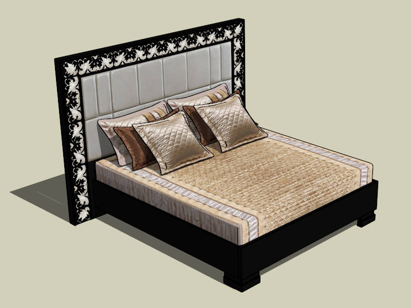 Platform Bed with Upholstered Headboard sketchup model preview - SketchupBox