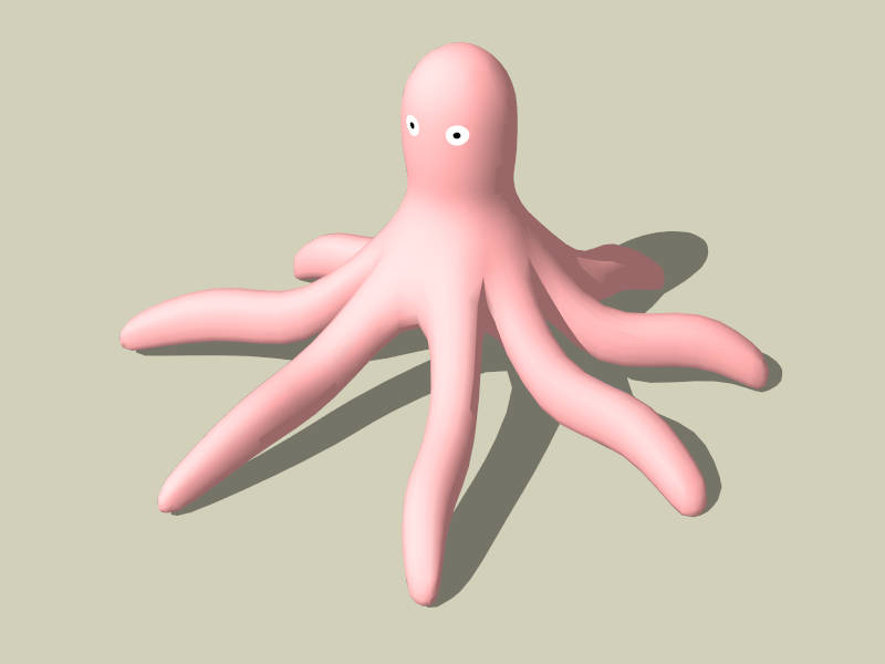 Pink Octopus Cartoon sketchup model preview - SketchupBox