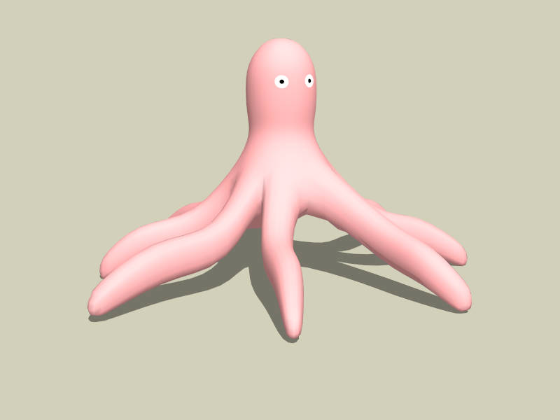 Pink Octopus Cartoon sketchup model preview - SketchupBox