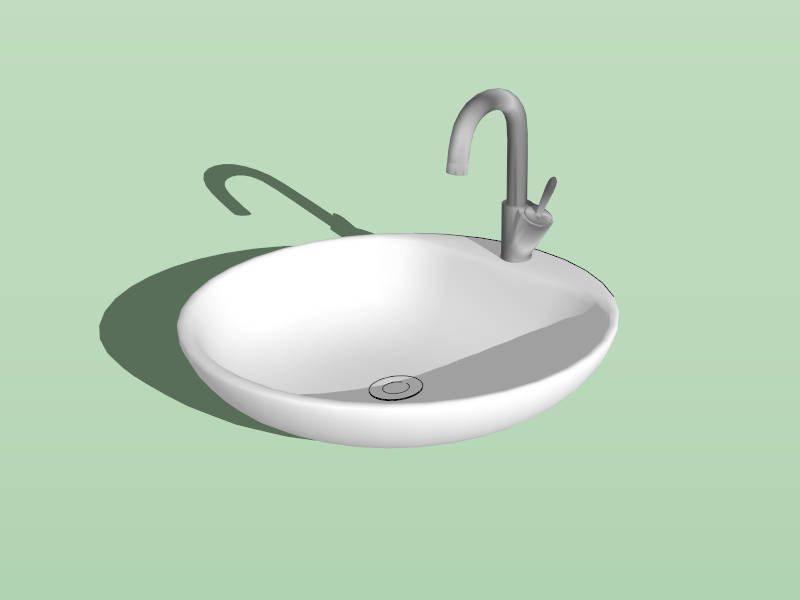 Ceramic Round Vessel Bathroom Sink sketchup model preview - SketchupBox