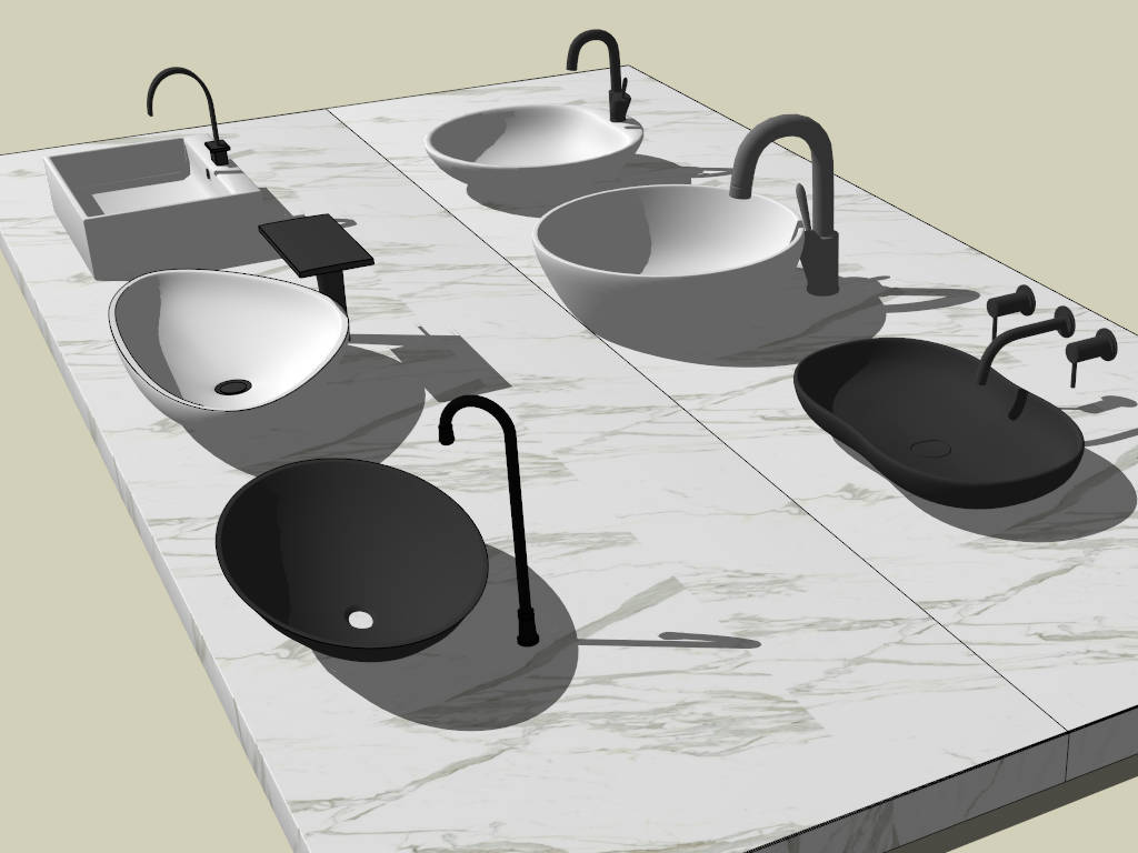 Bathroom Basin Sinks Collection sketchup model preview - SketchupBox