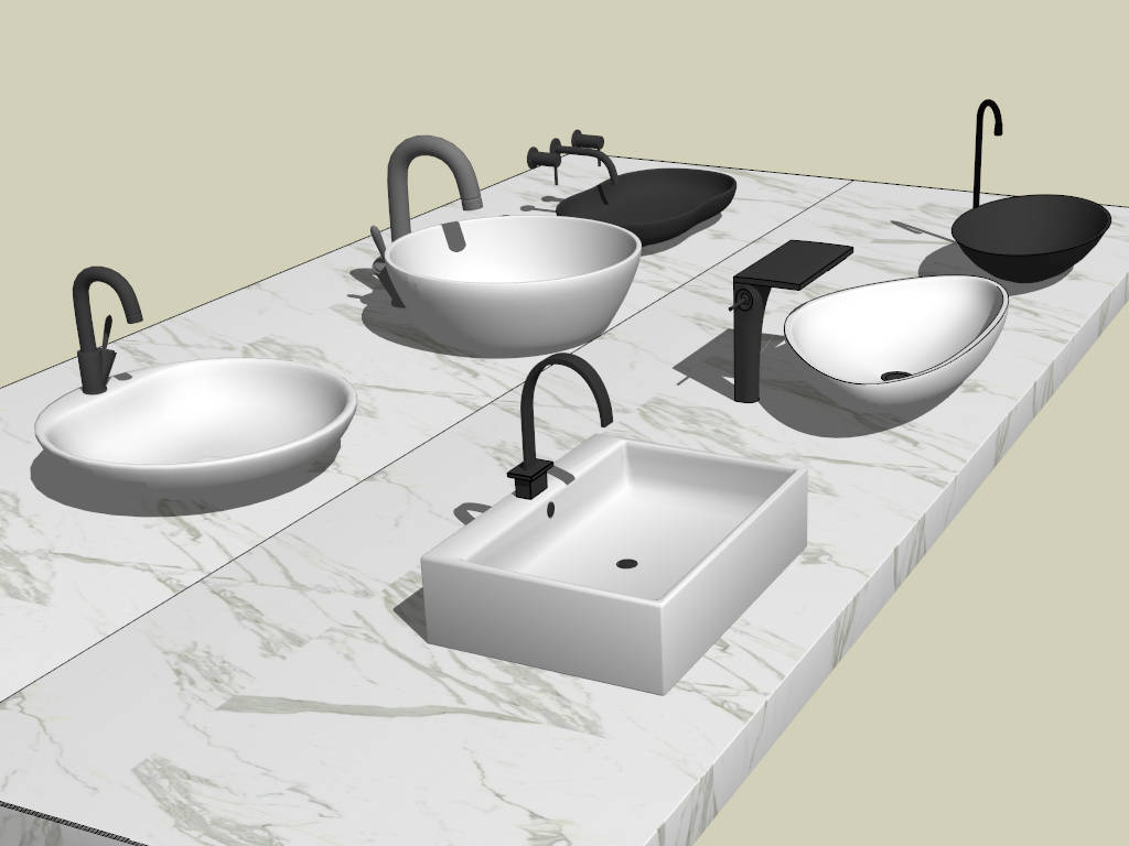 Bathroom Basin Sinks Collection sketchup model preview - SketchupBox