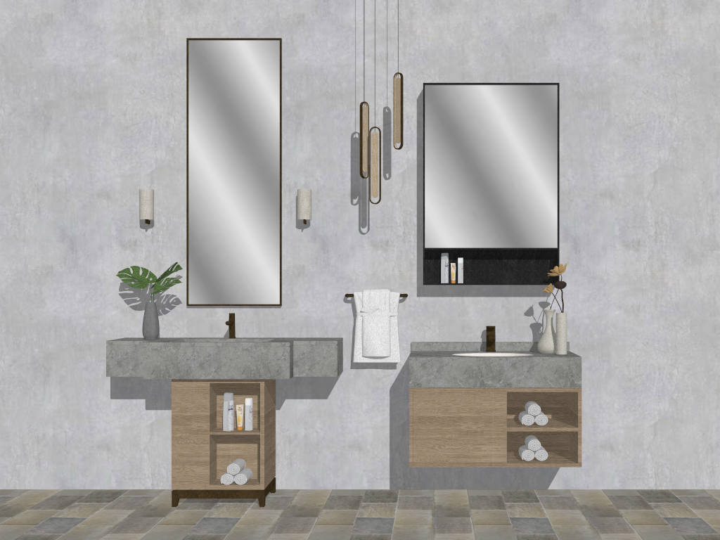 Minimalist Bathroom Vanity Ideas sketchup model preview - SketchupBox