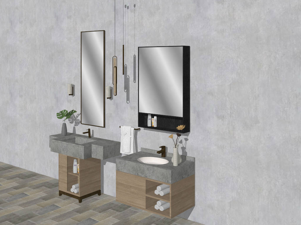 Minimalist Bathroom Vanity Ideas sketchup model preview - SketchupBox