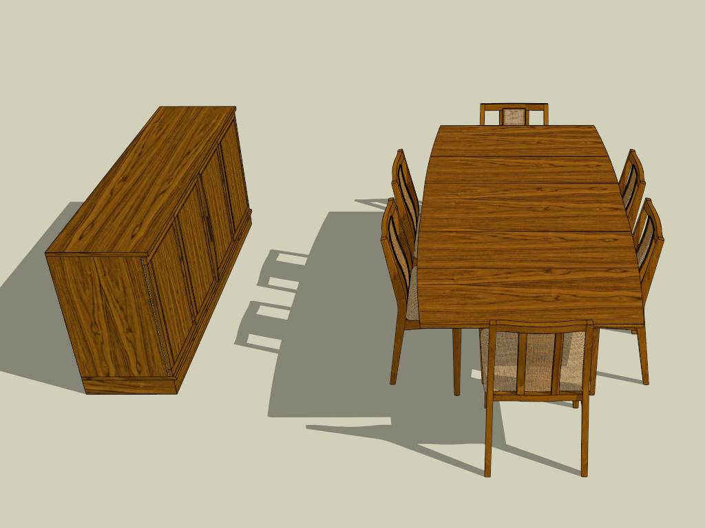 Tropical Dining Room Set sketchup model preview - SketchupBox