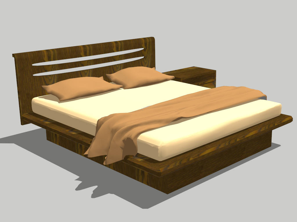 Rustic Wood Bed and Nightstand sketchup model preview - SketchupBox
