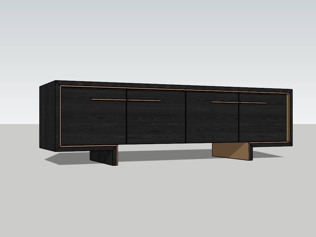 Black TV Cabinet for Living Room sketchup model preview - SketchupBox