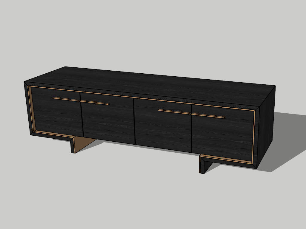 Black TV Cabinet for Living Room sketchup model preview - SketchupBox