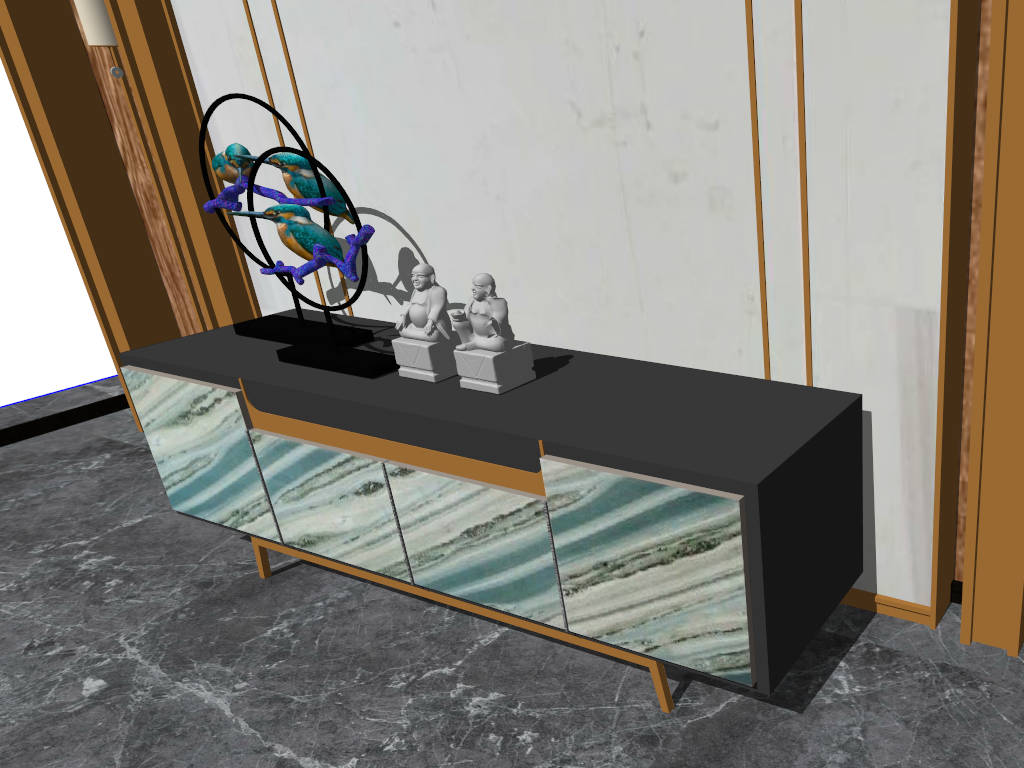 Art Deco TV Stand Wall Idea sketchup model preview - SketchupBox