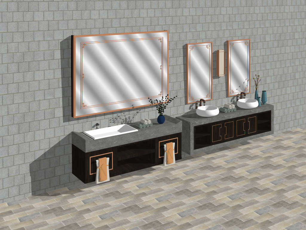 Chinese Style Bathroom Vanities sketchup model preview - SketchupBox